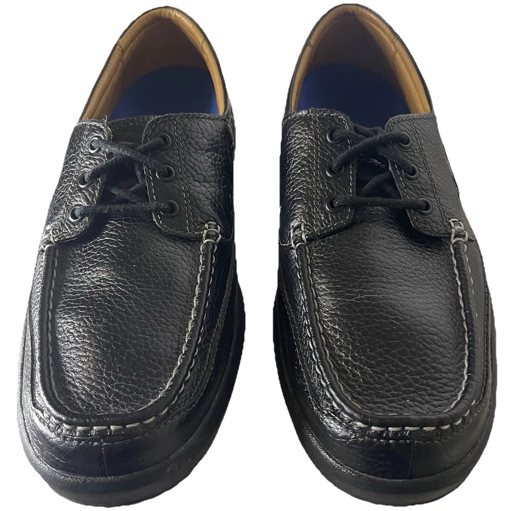 Dr. Comfort Patrick 8510 Men's Therapeutic Black Pebbled Leather Boat Shoes 13 M